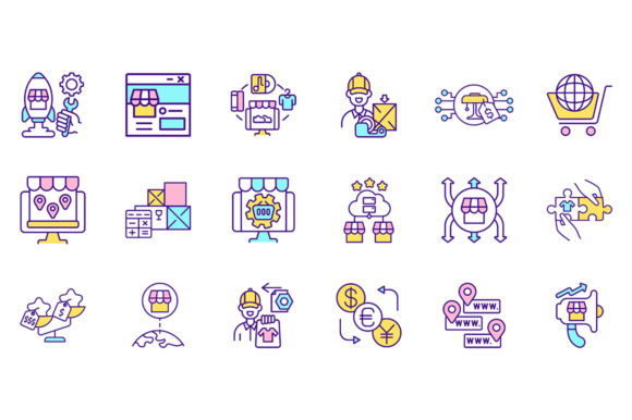 Enhancing Online Buyer Experience with E Commerce RGB Color Icons Set