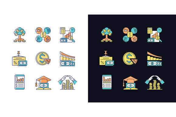 Mastering Financial Literacy with Light and Dark Theme Icons